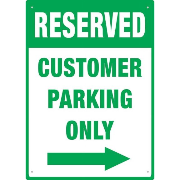 Reserved Customer Parking Only Right Arrow Sign Outdoor Metal Sign - 12 X 8 Metal Signs For Business, Workplace, Office, Home, Delivery Road Garden Signs
