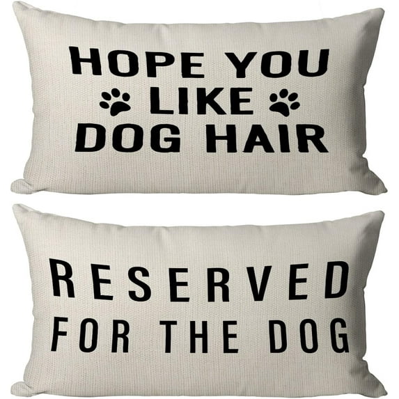 Reserved for The Dog Throw Pillow Case Set of 2,Dog Lover Gifts,Dog Decor,Funny Dog Pillow Cover,Gifts for Dog Moms Dog Owners Dog Dads,12 x 20 Inch Cushion Cover for Sofa Couch Bed