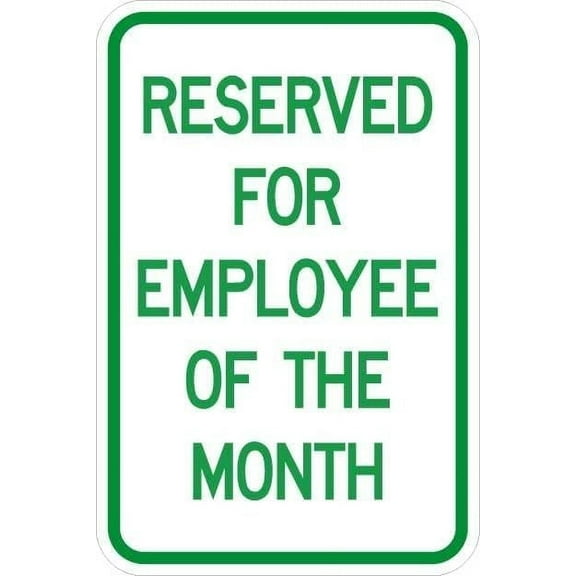 Reserved For Employee of the Month Sign Parking Signs Metal Sign Tin Sign 12x16 Inch - Caution Safety Warning Security Signs Indoor & Outdoor Signs for Home, Office, Work