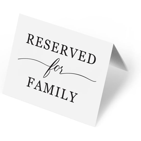 Reserved For Family Seating Signs 20 Pack | Elegant 3" x 4" Reserved Table Signs for Wedding Reception Restaurant Party