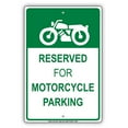 thumbnail image 1 of Reserved For Motorcycle Parking With Graphic Warning Caution Notice Aluminum Metal Sign 12"x18" Plate, 1 of 1