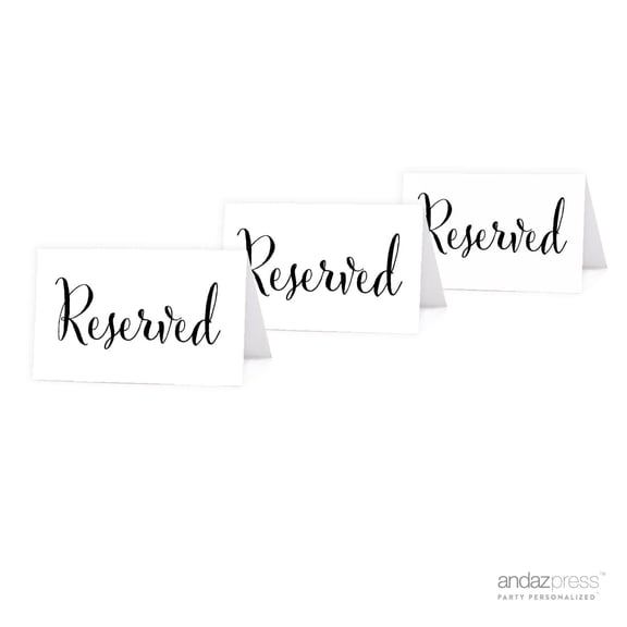 Koyal Wholesale Table Place Cards Formal Black and White Reserved Table Tent 20-Pack