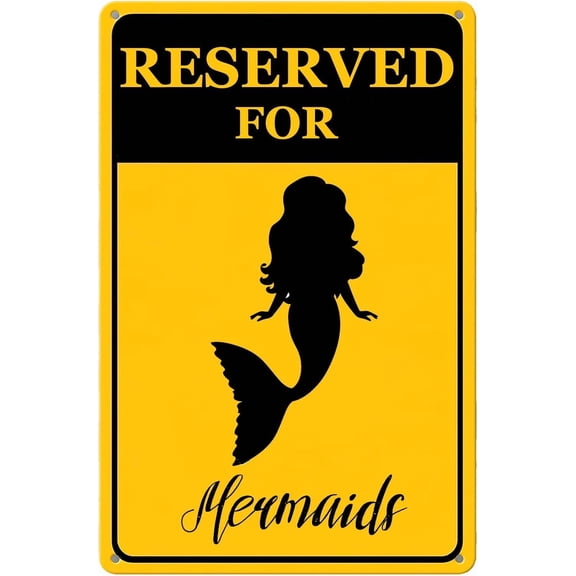 Reserved for Mermaids Parking Only Funny Tin Signs Beach Lover Decor Creative Tin Signs For Home Bar Beach Deck Porch Patio Outdoor Decoration 8x12 Inch