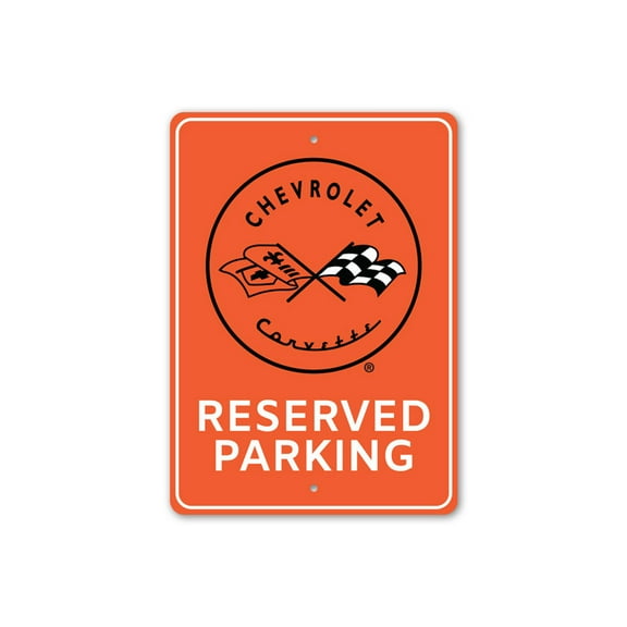 Reserved Parking Chevy Corvette Sign, Novelty Car Sign, Garage Aluminum Metal Decor Sign - 10x14 inches