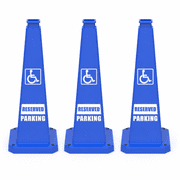 Reserved Parking Cone 28 Inch   4-Sided Traffic Cone with Handicap Symbol &  RESERVED PARKING    ADA Revised Parking Cones, Handicap Reserved Parking Traffic Cones for Lots, Garages 3pcs