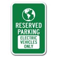 thumbnail image 1 of Reserved Parking Electric Vehicles Only with Symbol Sign 12" x 18" Heavy Gauge Aluminum Signs, 1 of 4