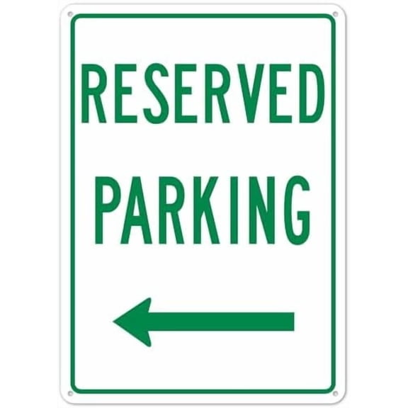 Reserved Parking Left Side In Green Sign, Board Parking Signs Metal Sign NO.27109 Metal Tin Sign 8x12 Inch - Clear Warning for Home & Business Use