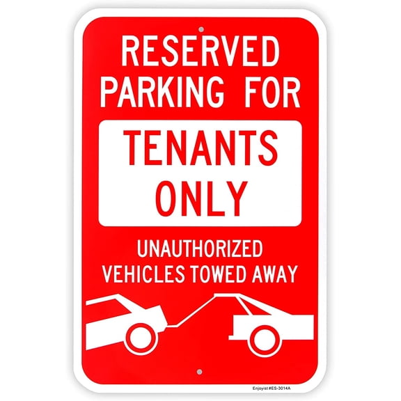 Reserved Parking Sign, Tenants Parking Only, 18 x 12 Inch Reflective Rust-Free Aluminum, UV Protected and Weatherproof