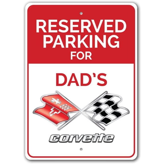 Reserved Parking Sports Car Metal Garage Sign, Novelty Parking Sign, 8 x 12 Inch