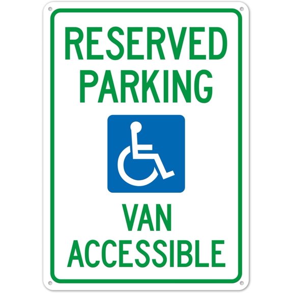 Reserved Parking Van Accessible Sign (#S02) Metal Sign 12X8 Inches