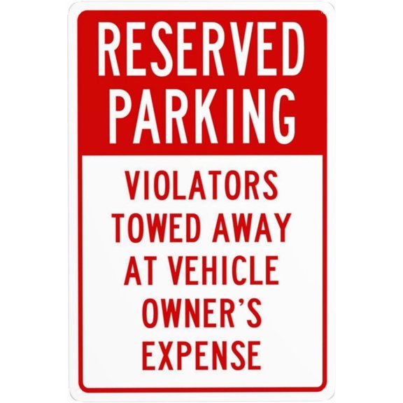 Reserved Parking Violators Towed Away Metal Warning Signs, Cautions Security Tin Sign, Safety Posted Signs for Street Business Wall Decor 8 x 12 Inch