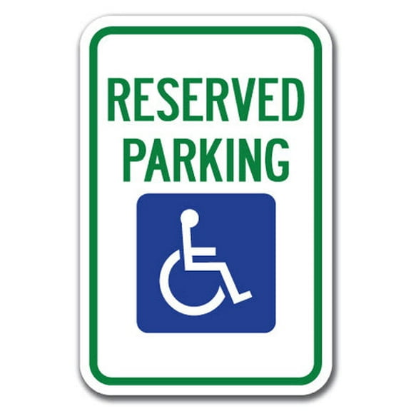Reserved Parking with Handicapped Symbol Sign 12" x 18" Heavy Gauge Aluminum Signs
