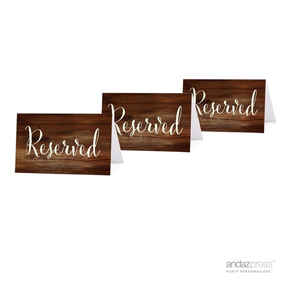 Koyal Wholesale Table Place Cards Reserved Collection Rustic Wood Print Decorative 20-Pack