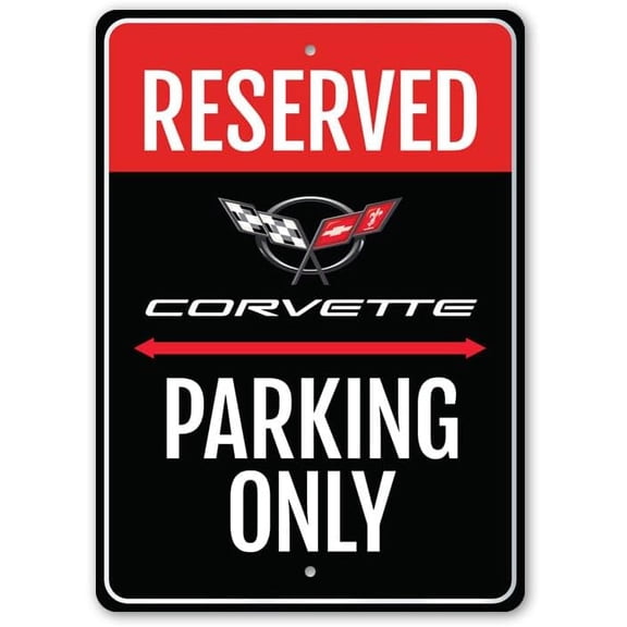 Reserved Sports Car Parking Metal Sign, 8 x 12 Inch Decorative Wall Plaque