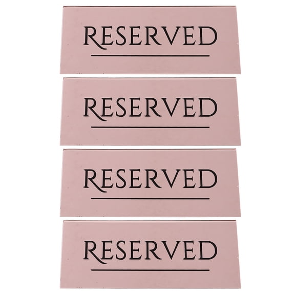 4-Pack Double-Sided Clear Acrylic Reserved Seating Signs for Hotel Reception, Event Display Cards, Table Markers