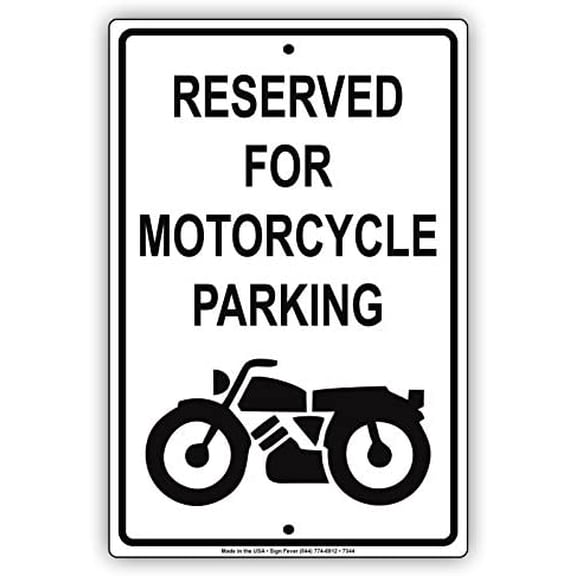 Reserved for Motorcycle Parking Only Warning Notice Aluminium Metal 8"x12" Sign Plate