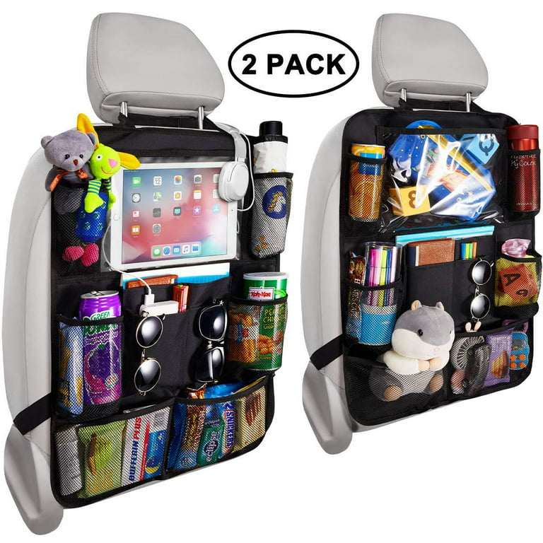 Reserwa Backseat Car Organizer Kick Mats back seat storage bag with Clear  Screen Tablet Holder and 9 Storage Pockets,Seat Back Protectors with  USB/Headphone Slits for Toys Drinks Book Kids Toddler Tra 