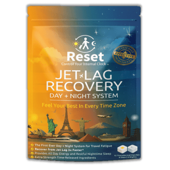 Reset Jet Lag Recovery Patch System Natural Day & Night Transdermal Patches with Extra Strength Melatonin, Magnesium & B Vitamins | Travel Fatigue Relief, Sleep Support & Energy Boost | 12 Count