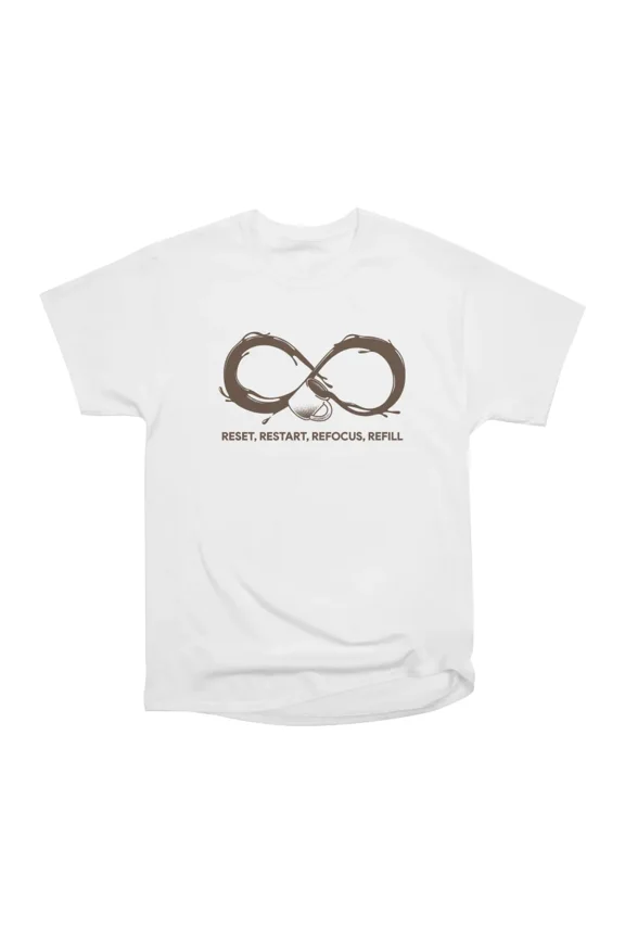 Reset Restart Refocus Refill Coffee by Tobe Fonseca T-Shirt Tee Gift For Him Merch For Her