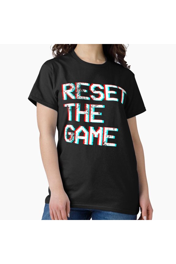 Reset The Game Digital Rebirth Pixel Art Retro Arcade Glitch Unisex T-Shirt, up to size 5XL