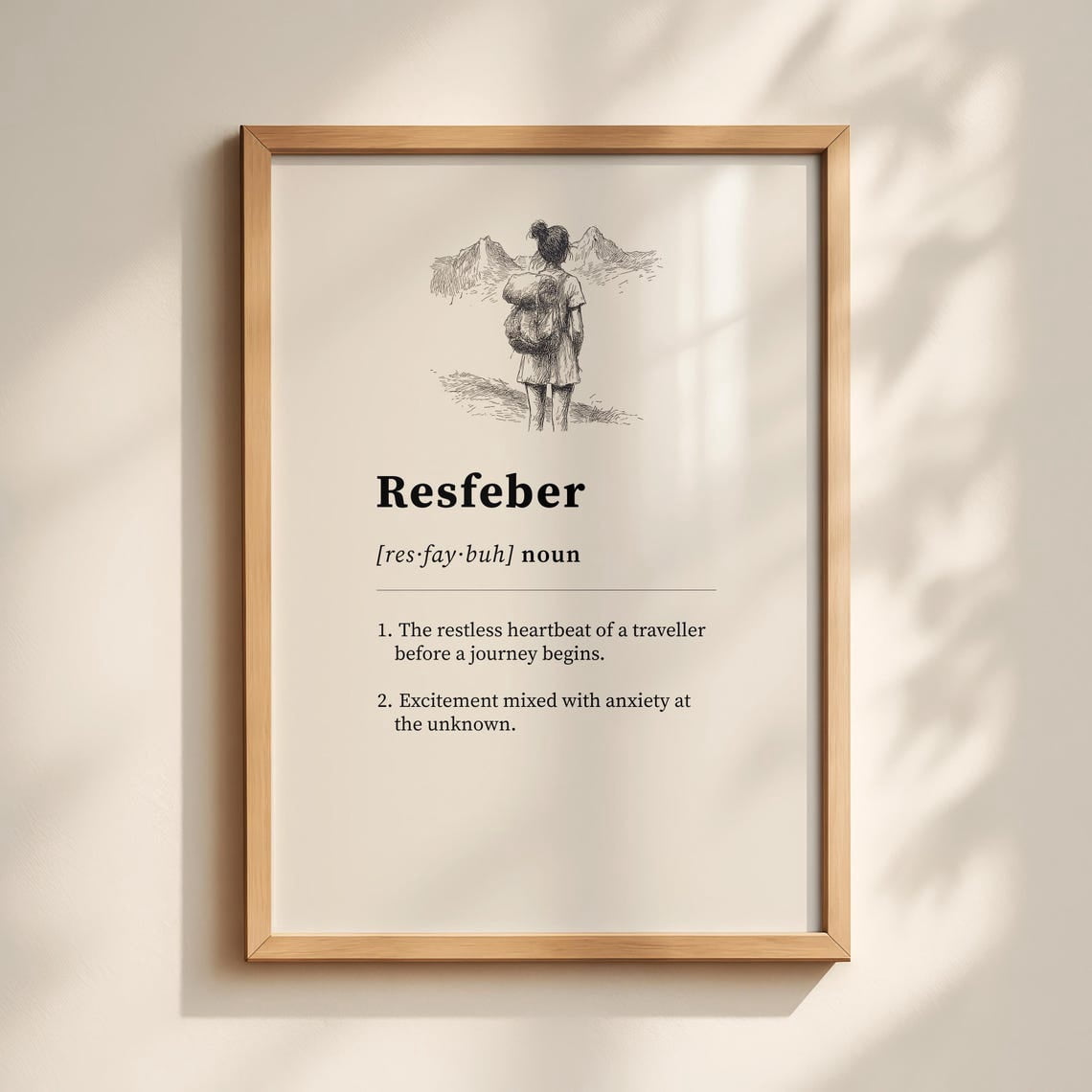 Resfeber Wall Art Print, Travel Definition Inspirational Gallery Wall ...