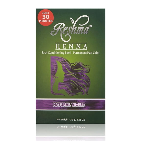 Reshma Henna 30-MinuteSemi-Permanent Hair Color in Natural Violet 1.05 Oz.,Pack of 2