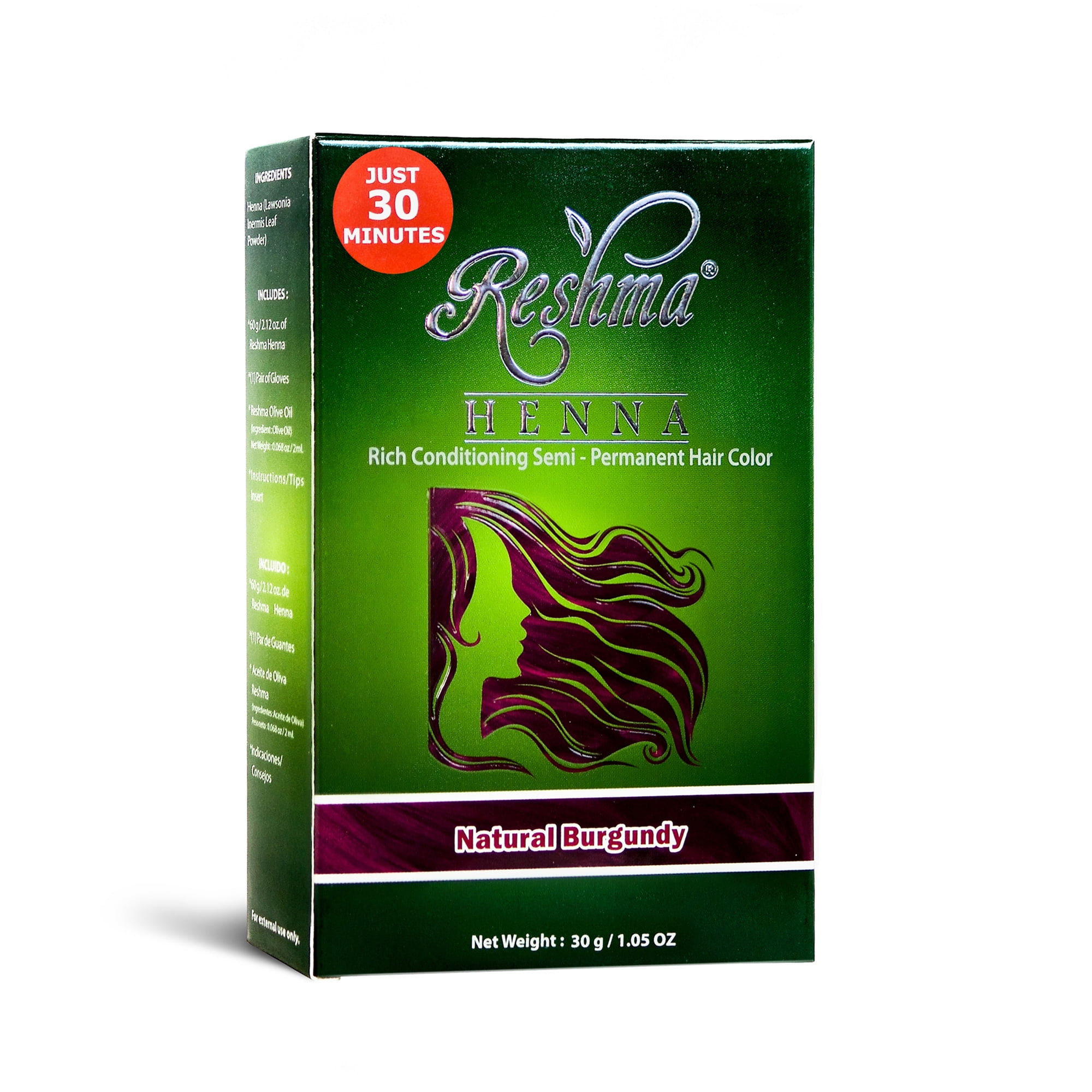 Reshma Henna Permanent Hair Color, Rich Conditioning, Natural Burgundy