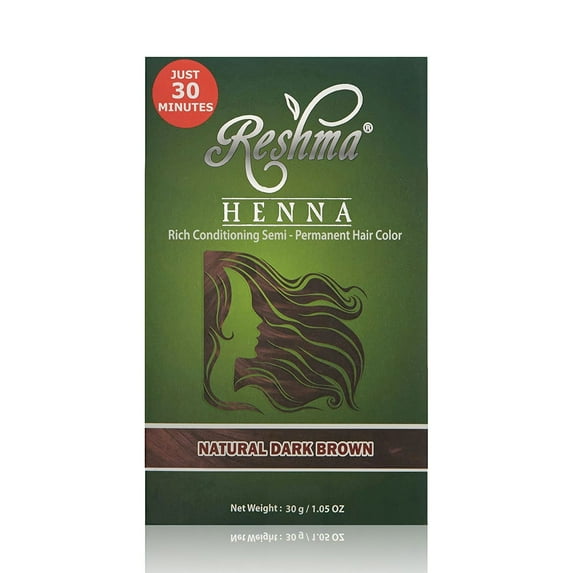 Reshma Henna Permanent Hair Color, Rich Conditioning, Natural Dark Brown 1.05 Oz,Pack of 12