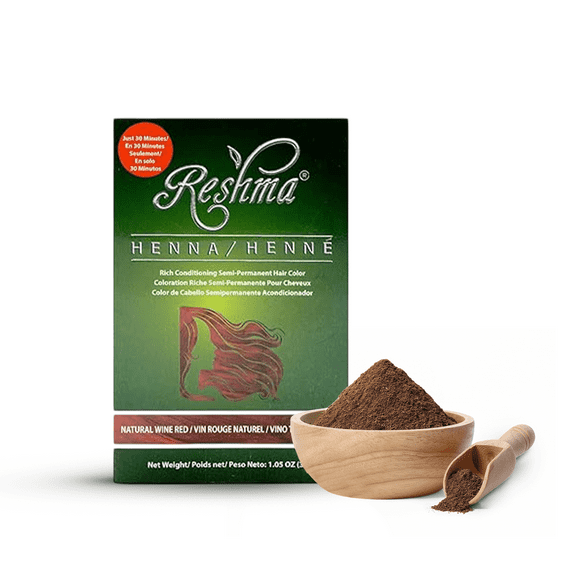 30-Minute Henna Hair Dye Soft Shiny Hair Henna Hair Color Dye, 100% Gray Coverage, Semi-Permanent hair Dye 1.05 oz Pack of 1 (Wine Red) by Reshma Beauty