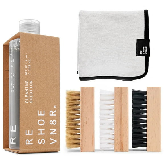 Reshoevn8r Essential Shoe Cleaning Kit, 1-Count with 4 oz Solution, Brush Set, and Microfiber Towel for Leather, Suede, Mesh, and Canvas