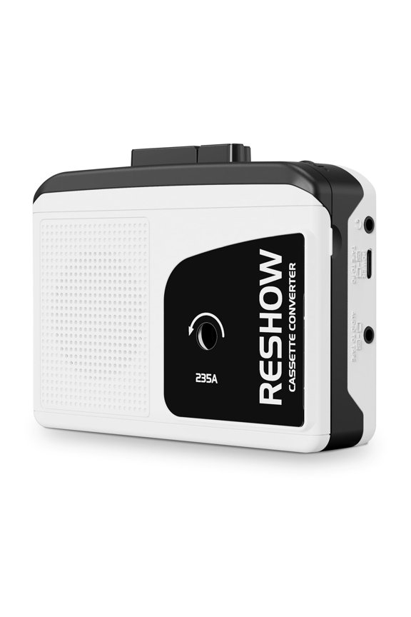 Cassette Tape Recorder Portable with Built-in Speaker USB C Converter White