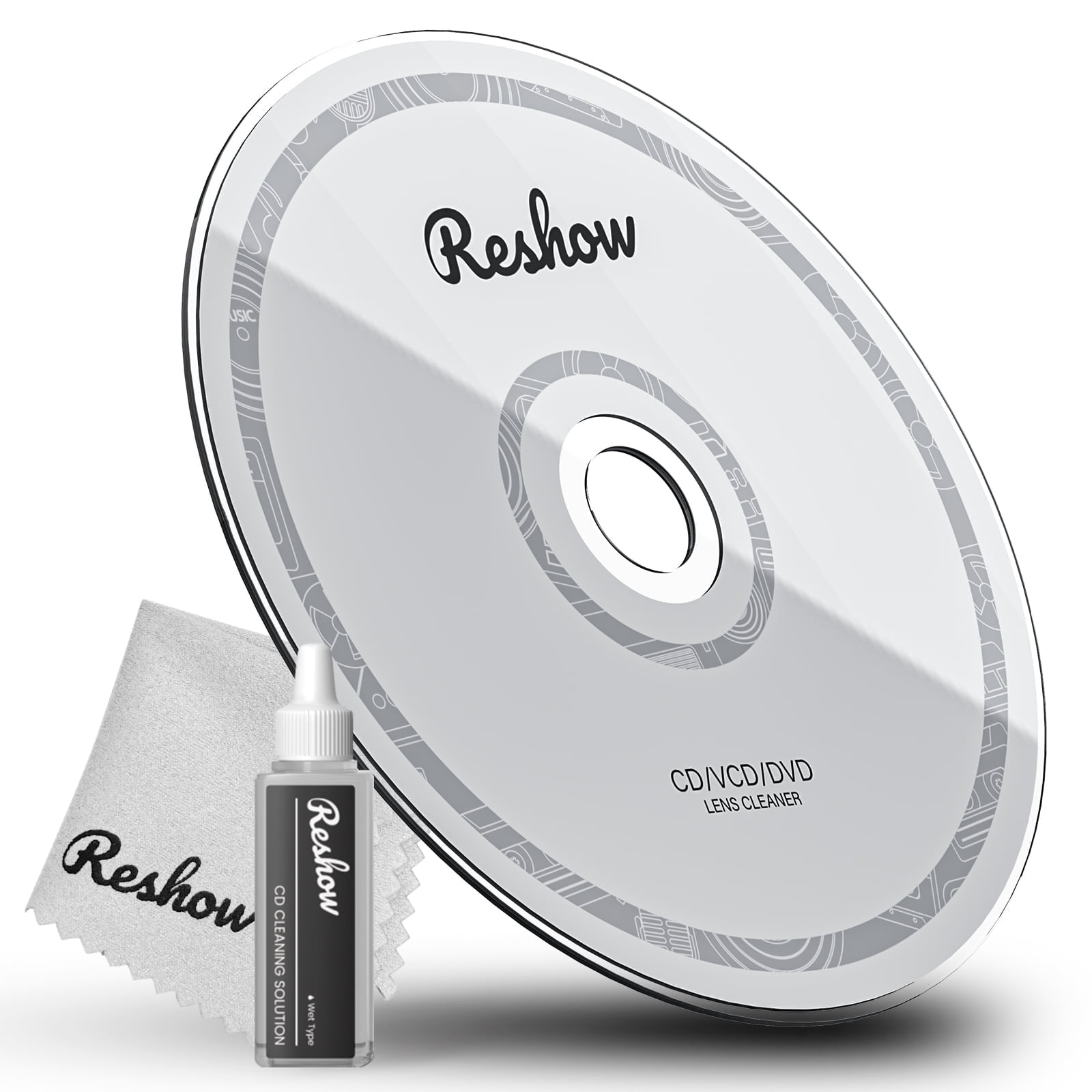 Reshow Laser Lens Cleaning Disc, Daily Use Disc Cleaner Kit for CD & DVD Players