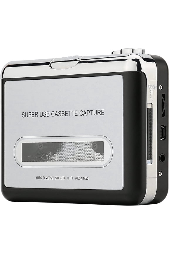 Retro Walkman Cassette Player, Portable Tape Player and Audio Cassette to Digital Converter, Compatible with Laptops and Personal Computers, Convert Tapes to iPod Format (Silver)