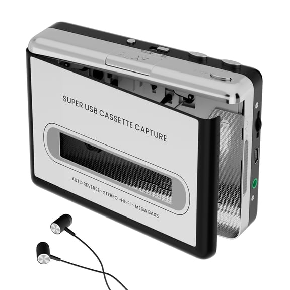 Reshow Portable Walkman Cassette Player, USB Tape to MP3 Digital Converter for Laptop/PC, Silver