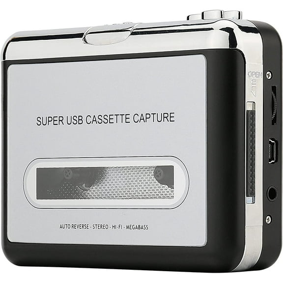 Reshow Retro Walkman Cassette Player, Portable Tape Player and Audio Cassette to Digital Converter, Compatible with Laptops and Personal Computers, Convert Tapes to iPod Format (Silver)