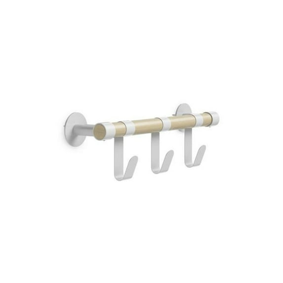 Resi Coat Wall Rack 3 Hooks, Wood and White