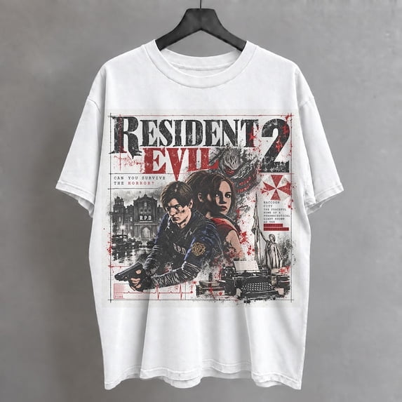 Graphic Raccon Resi.dent Ev-il 2 Shirt, Leon Claire Game Raccoon City Horror Game ...