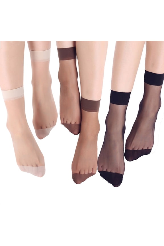 10 Pair Women's Ankle High Sheer Socks Soft Tight Hosiery Casual Solid Color Stockings Black