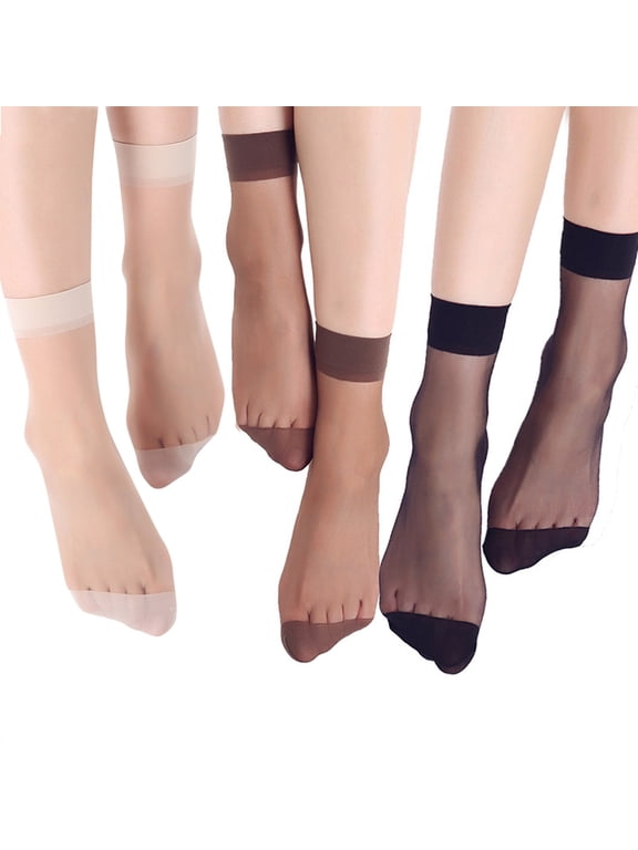10 Pair Women's Ankle High Sheer Socks Soft Tight Hosiery Casual Solid Color Stockings Complexion