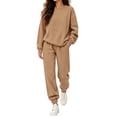 thumbnail image 1 of Resicozy 2 Piece Sets for Women 2026 Fall Lounge Sets Outfits Crew Neck Travel Matching Sets Clothing Sweatsuits Camel M, 1 of 5