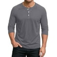thumbnail image 1 of Resicozy 2025 Henley Shirts for Men Raglan 3/4 Sleeve Vintage Baseball T-Shirts Fall Casual Big and Tall Sport Athletic Tee Tops Gray XL, 1 of 5