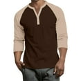 thumbnail image 1 of Resicozy 2025 Henley Shirts for Men Raglan 3/4 Sleeve Vintage Baseball T-Shirts Fall Casual Loose Fit Sport Athletic Tee Tops Light Brown L, 1 of 9