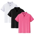 thumbnail image 1 of Resicozy 3 Pcs Polo Shirts for Girls Collar Shirt Casual Quick Dry Uniform Tops Short Sleeve Tshirt 2026 3-12 Years Hot Pink 140, 1 of 6