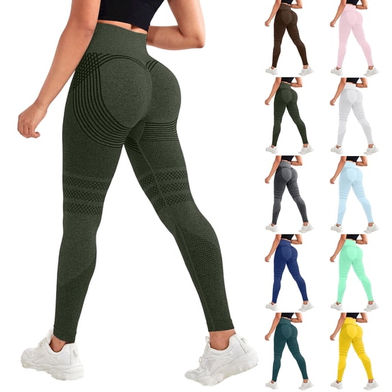 Resicozy 3D Cellulite Leggings Womens Compression High Waisted Compression Leggings Butt Lifting Workout Leggings Army Green S