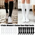 thumbnail image 1 of Resicozy 4 Pair Knee High Socks for Woman Long Sock Tall Sock Women Solid Color Winter Knee High White 15.7 In, 1 of 7