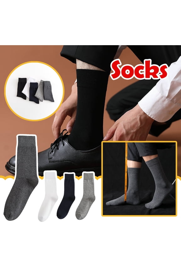 6 Pair Socks for Men Thin Warm Spring Summer Solid Color Dressy Hiking Work Crew Socks Black