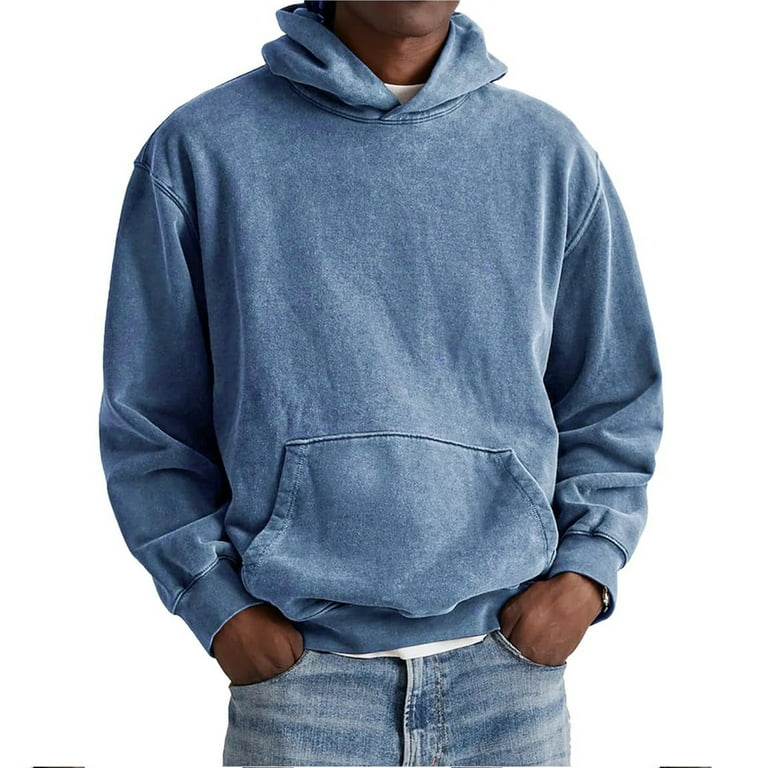 Resicozy Acid Wash Hoodie Crewneck Sweatshirt for Mens Pullover