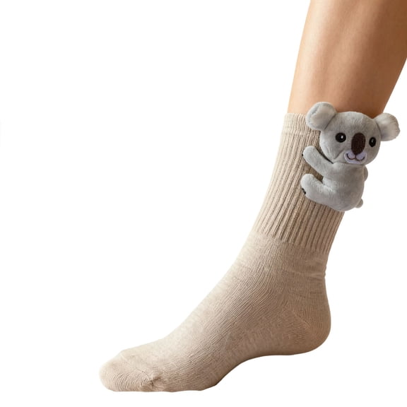 Resicozy Animal Socks for Mens Womens 3D Animal Sock Cute Animals Hug Sock Long Stocking Sockes for Christmas Gifts Grey with Sloth 10 In