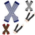 thumbnail image 1 of Resicozy Arm Warmers Fingerless Gloves for Women Cute Y2k Accessories Soft Lightweight Striped Gloves Blue, 1 of 4