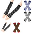 thumbnail image 1 of Resicozy Arm Warmers Fingerless Gloves for Women Cute Y2k Accessories Soft Lightweight Striped Gloves Gray, 1 of 4